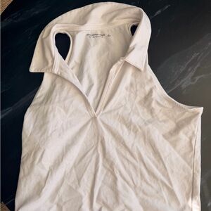 Abercrombie & Fitch White Collared V-Neck Tank